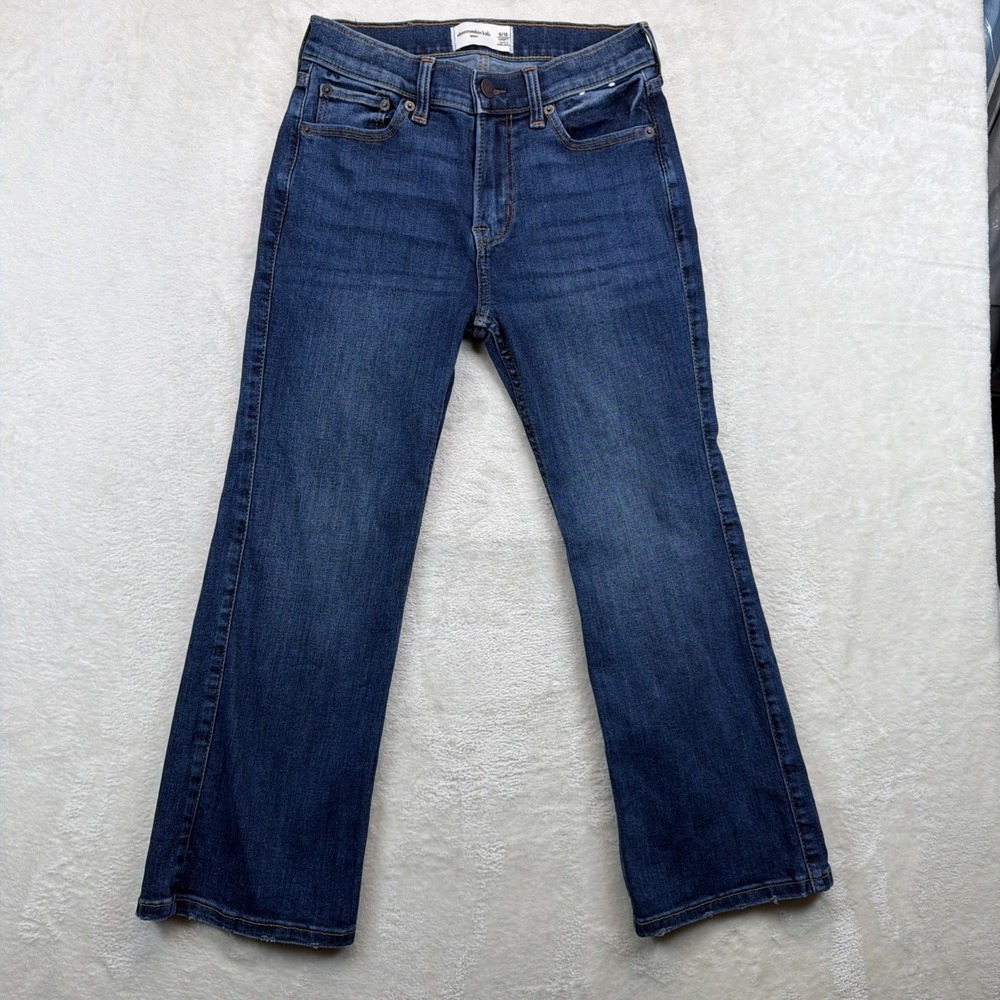 Abercrombie Kids Girls Bootcut Flare Jeans 9/10 Short Medium Wash Denim